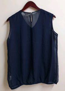 Navy Lace Collar Sleeveless Top