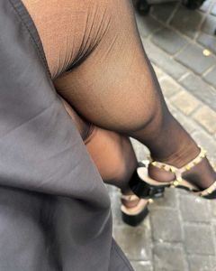 Sheer Thigh-High Stockings with Green Lace Trim