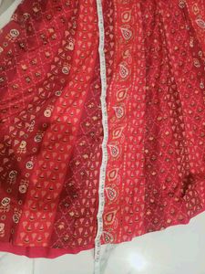 Red Printed Anarkali Kurta with dupatta