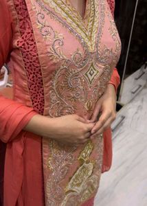 Embellished Peach Kurti set