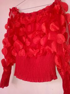 Stunning Off-Shoulder Red Floral Top