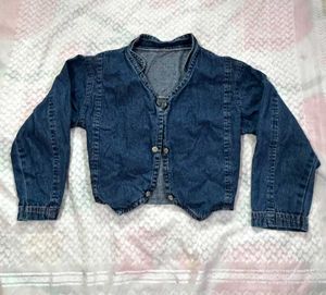Blue Denim Cropped Jacket