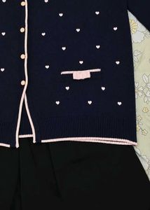 Navy Blue Cardigan with Hearts