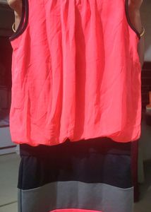 Vibrant Coral Shirred dress