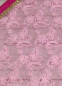 Designer Pink &amp; Green Embroidered Saree