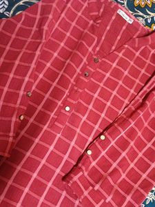 Chic coral Checkered Kurta
