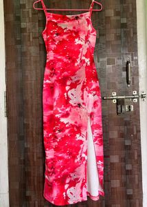 Red & White Print Bodycon Dress