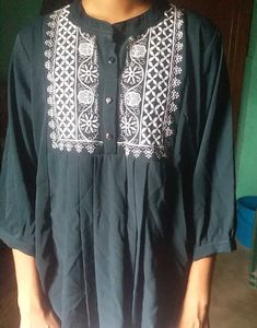 Embroidered Dark Green Kurta