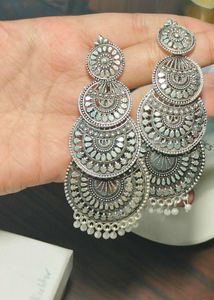 Oxidized Silver Jhumka Earrings