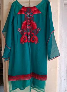 Teal Embroidered Kurta
