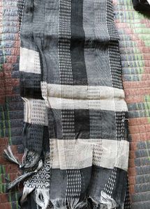 Elegant Black and White Striped Dupatta