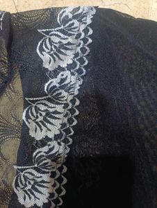 Sheer Black Nightgown with Lace Trim