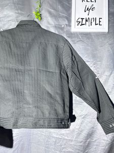 Men's Grey Striped Bomber Jacket