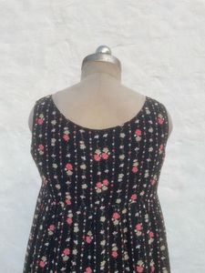 Black Floral Print Square Neck Dress