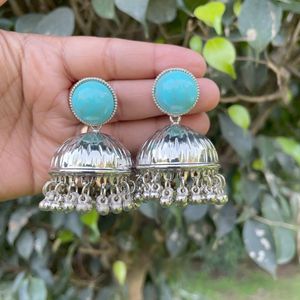 Turquoise Jhumka Earrings