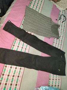 Gray Top & Black Pants