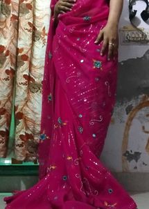 Beautiful Pink Embellished Saree