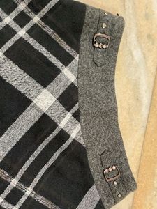 Plaid A-Line Skirt with Buckle Detail