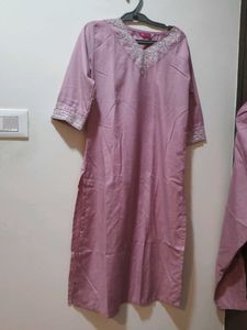 Elegant Pink Kurta Pant With Dupatta Set