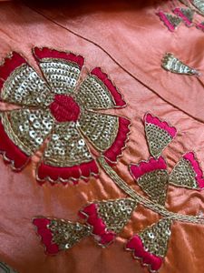 Elegant Orange Embroidered Lehenga Set