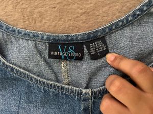 Denim baggy overall