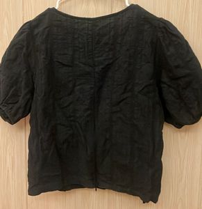 Black Lace-Up Square Neck Top
