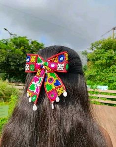 Colorful Embroidered Hair Bow💗