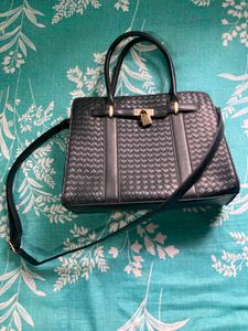 Classic Black Woven Handbag
