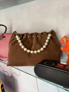Chic Brown Ruffle Detail Handbag
