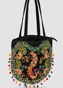 Embroidered Peacock Shoulder Bag