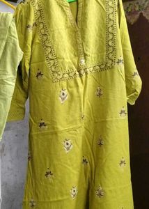 Yellow Embroidered Kurta with Pants