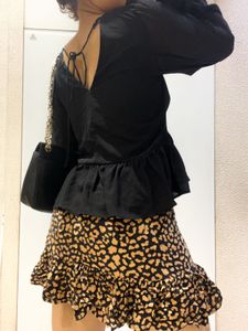 Stylish Black Peplum Top and skirt co-ord set