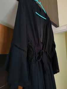 Chic Black Bell Sleeve Mini Dress