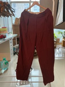 Stylish Maroon Wide Leg Trousers