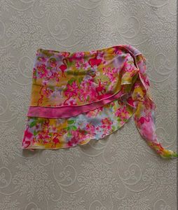 Floral Print Mini Wrap Skirt