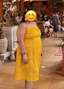 Red &amp; Yellow Floral Printed A-Line Dres