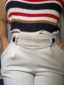 Elegant Beige Wide-Leg Trousers