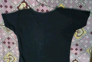 Cute Black V-Neck Top