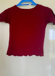 Chic Burgundy Lettuce Hem Top