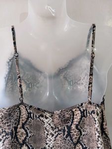 Snake Print Lace Trim Cami Top
