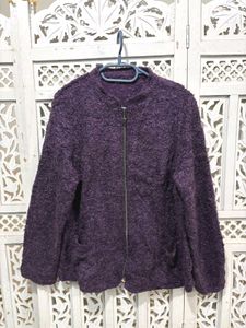 Cozy Purple Textured Zip-Up Jacket