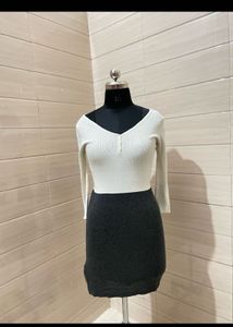 MANGO Chic Two-Tone Mini Dress