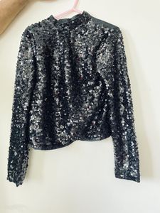 high quality branded sequin work crop top