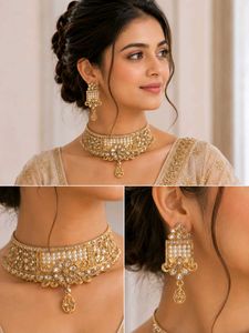 pack of 3 Stunning Kundan &amp; Pearl Jewellery Set