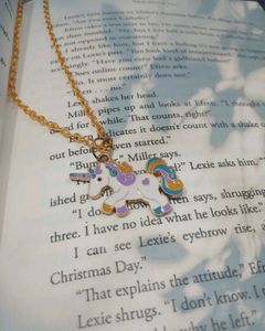Unicorn Gold Enamel Pendant Aesthetic