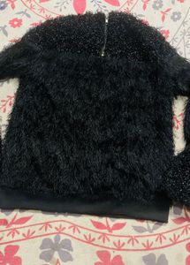 Cozy Black Faux Fur top Sweater