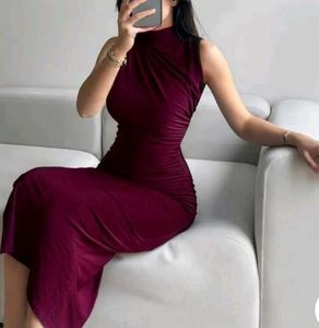 Chic Ruched Mock Neck Dress