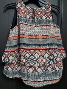Boho Print Cold Shoulder Top