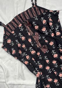 Black Floral Print short kurti