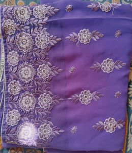 Lavender Embroidered Saree